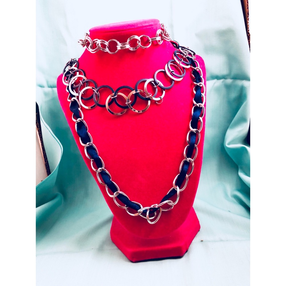 Lane Bryant Necklace With navy ribbon
